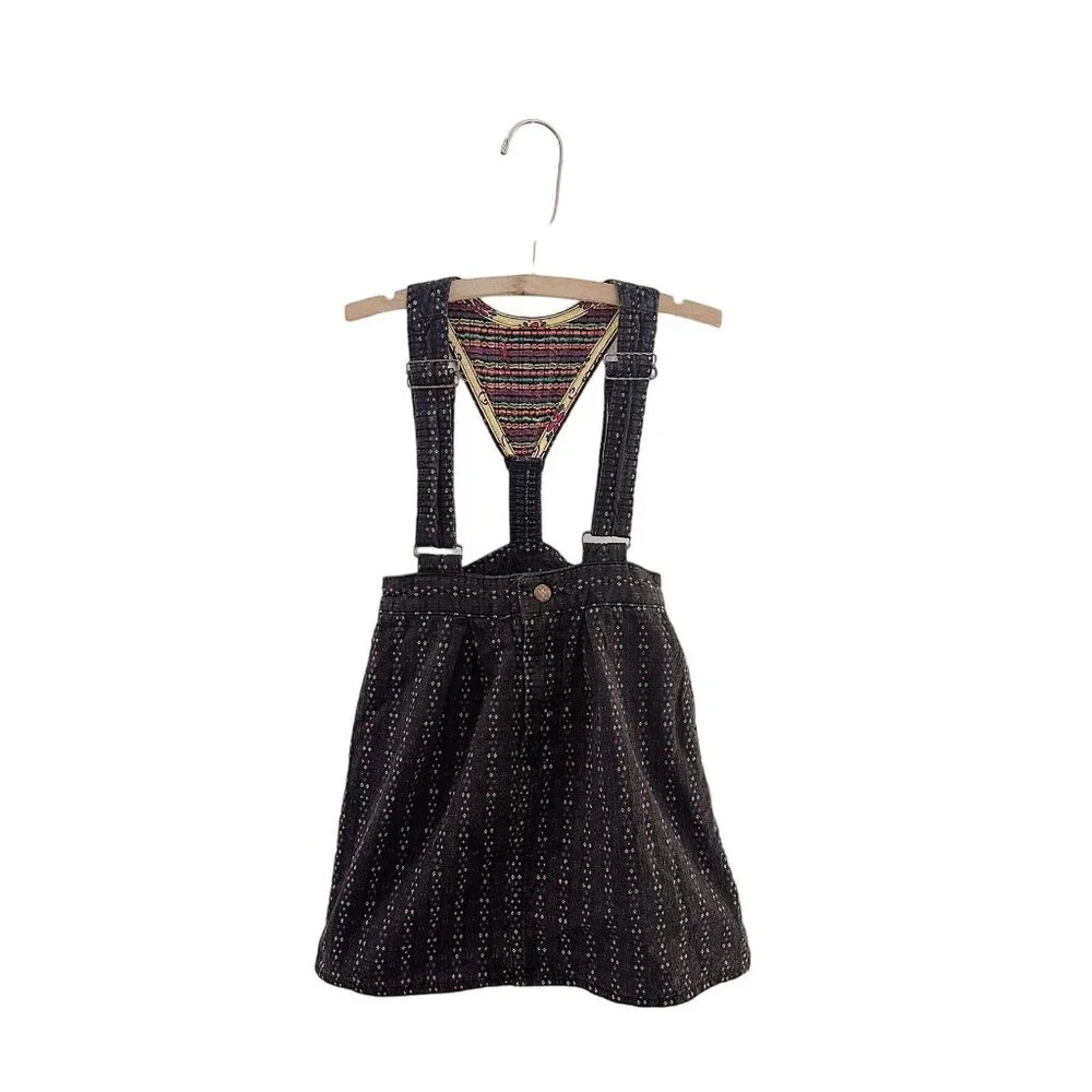 Vintage Oshkosh Skirt Overall Floral Printed Denim Skirtall